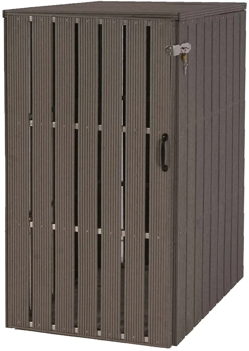 Abri de poubelles extérieur conteneurs à ordures avec couvercle jusqu'à 2 bacs 117x80x105 cm aspect bois métallique extensible gris 04_0005597