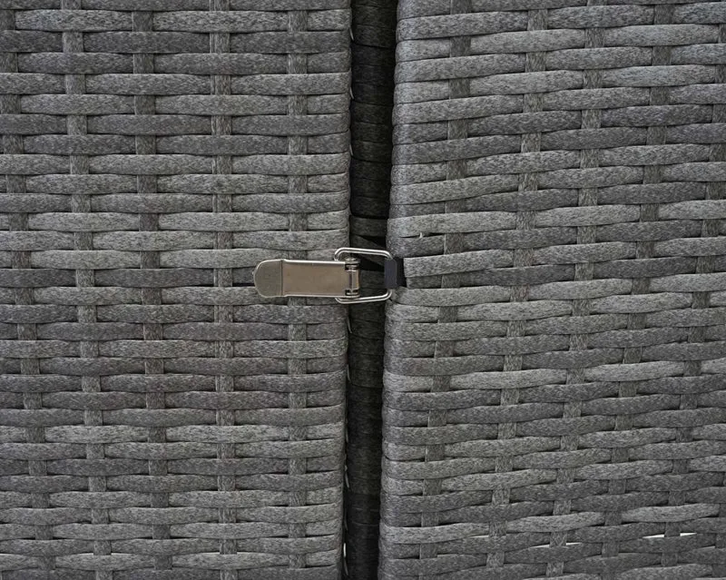 Abri de poubelles extérieur conteneurs à ordures jusqu'à 2 bacs avec couvercle en poly rotin gris 2x120 litres 04_0003646