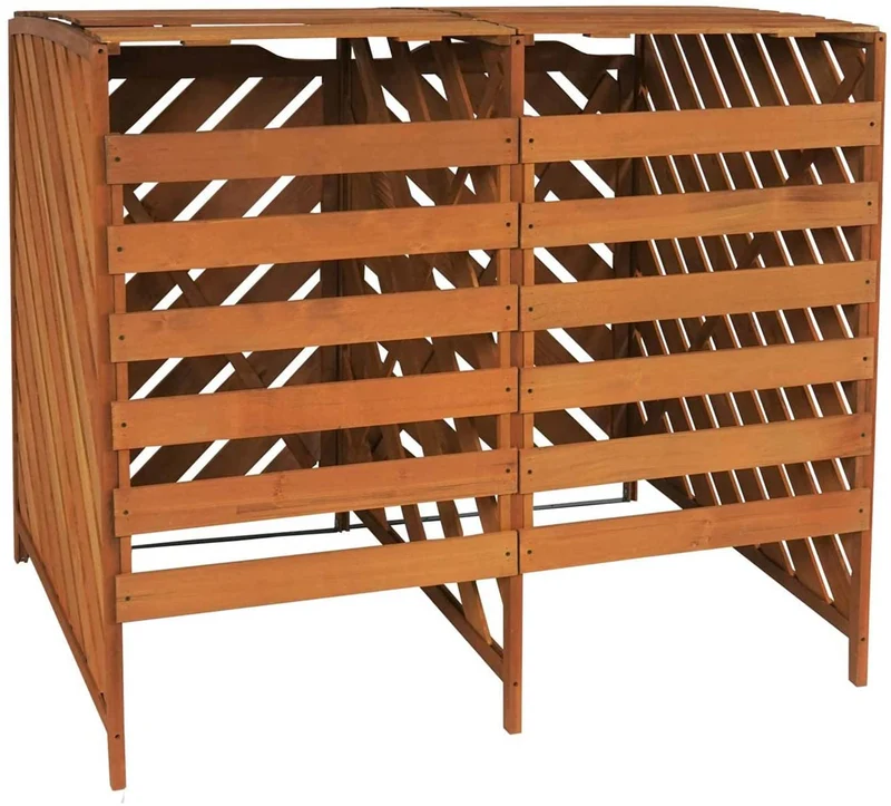 Abri de poubelles extérieur conteneurs à ordures jusqu'à 4 bacs 112x63x96 en bois certifié FSC marron 04_0005615