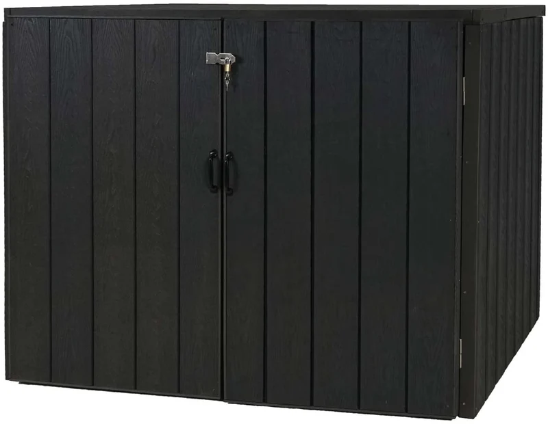 Abri de poubelles extérieur conteneurs à ordures jusqu'à 4 bacs 117x142x102 cm aspect métal bois, extensible anthracite 04_0005610