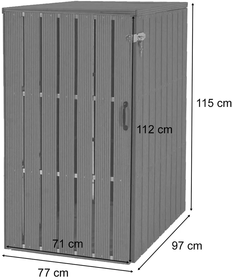 Abri de poubelles extérieur conteneurs à ordures jusqu'à 2 bacs avec couvercle 115x77x97 cm métal aspect bois gris 04_0002864