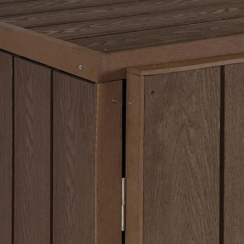 Abri de poubelles extérieur conteneurs à ordures 117x142x102 cm jusqu'à 4 bacs en aspect bois métal marron 04_0001626