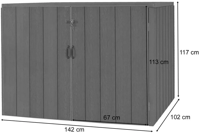 Abri de poubelles extérieur conteneurs à ordures 117x142x102 cm jusqu'à 4 bacs en aspect bois métal marron 04_0001626
