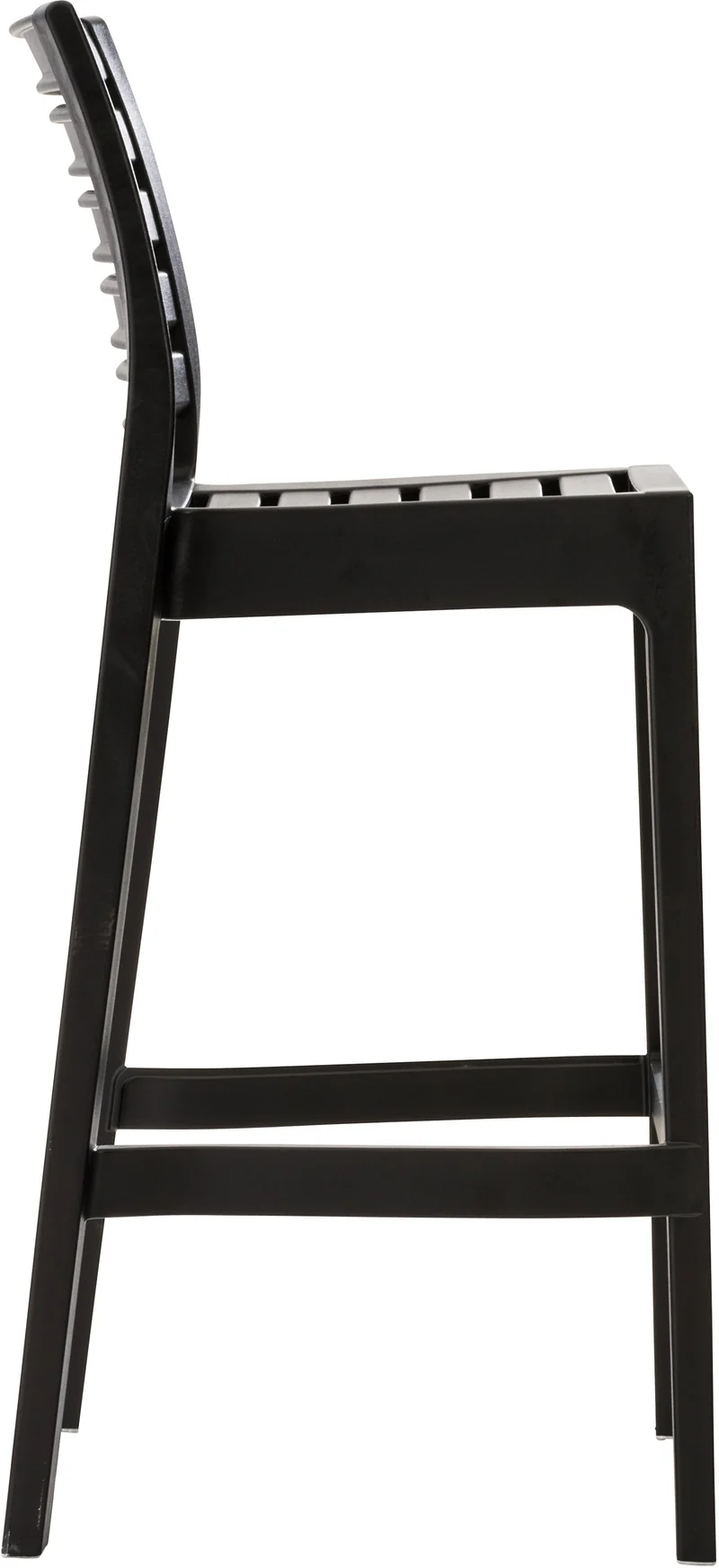 Tabouret de bar pour intérieur ou extérieur en plastique noir empilable avec repose-pieds 10_0000656