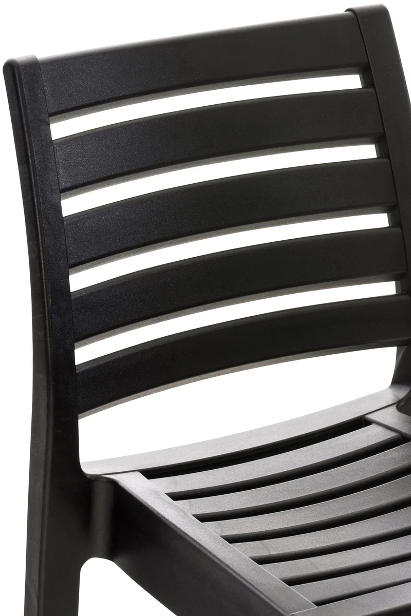 Tabouret de bar pour intérieur ou extérieur en plastique noir empilable avec repose-pieds 10_0000656
