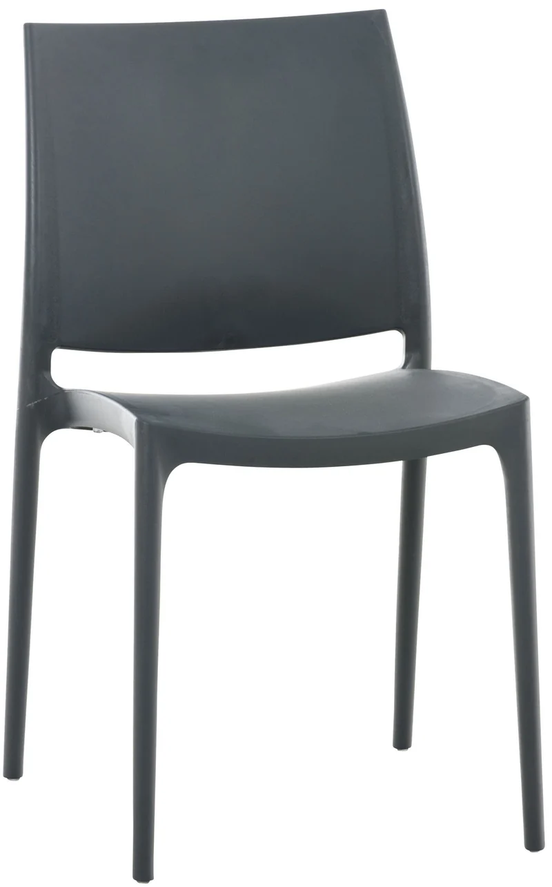 Chaise de jardin en plastique gris foncé design simple empilable 10_0000022