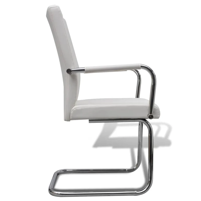 Lot de 4 chaises de salle à manger cuisine cantilever design moderne synthétique blanc CDS021347