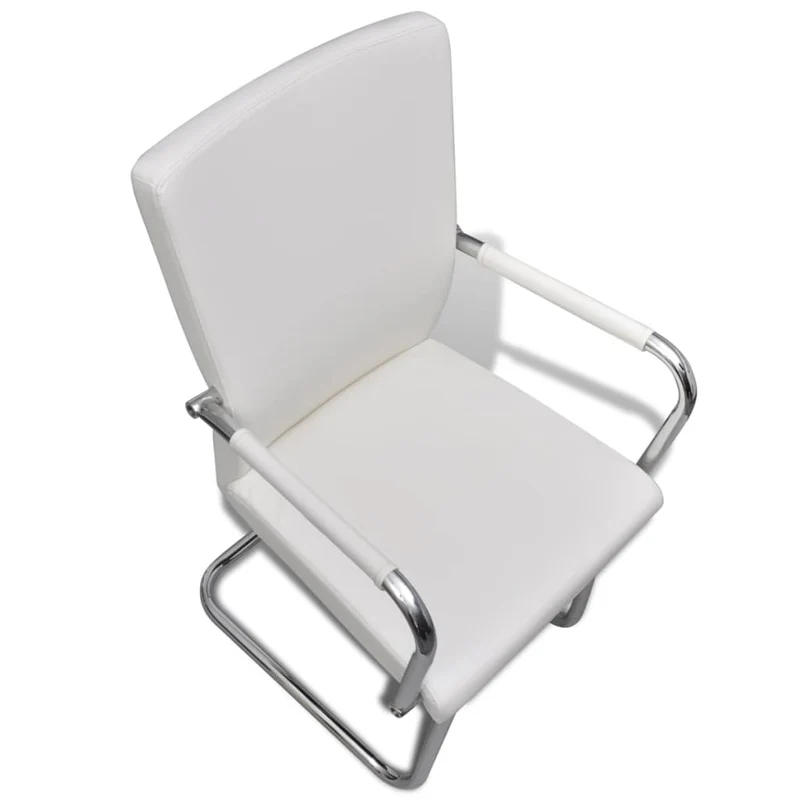 Lot de 4 chaises de salle à manger cuisine cantilever design moderne synthétique blanc CDS021347