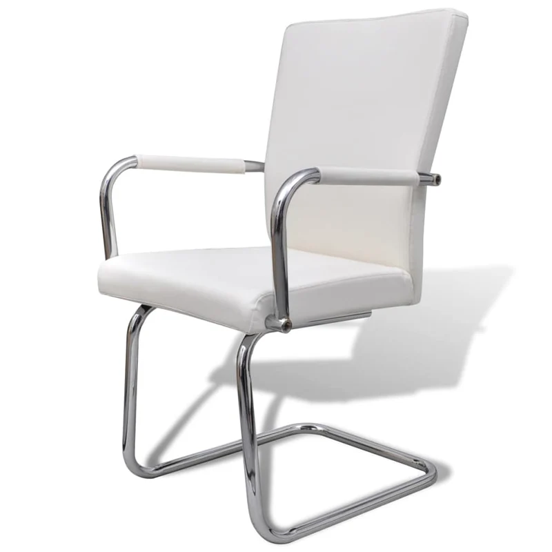 Lot de 2 chaises de salle à manger cuisine cantilever design moderne synthétique blanc CDS020301