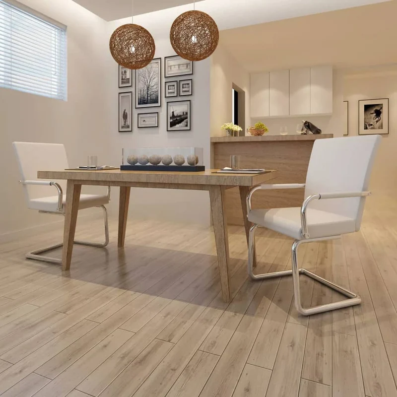 Lot de 2 chaises de salle à manger cuisine cantilever design moderne synthétique blanc CDS020301