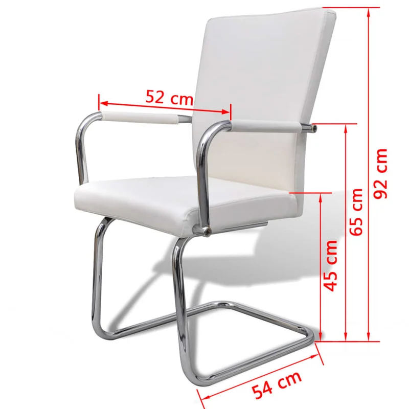 Lot de 2 chaises de salle à manger cuisine cantilever design moderne synthétique blanc CDS020301