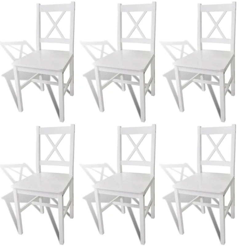 Lot de 6 chaises de salle à manger cuisine en bois blanc style classique CDS022157