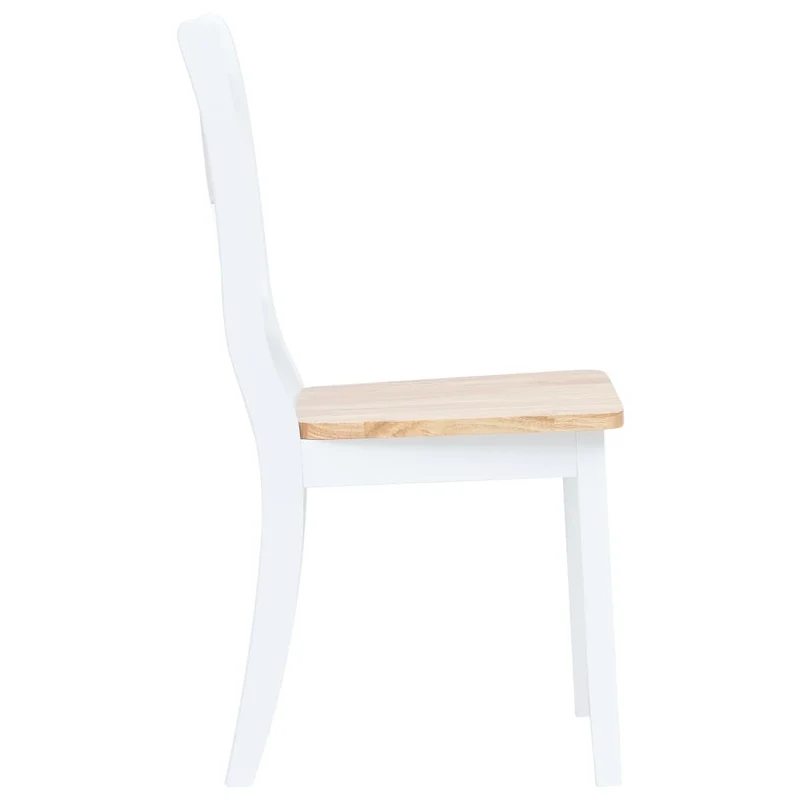 Lot de 4 chaises de salle à manger cuisine blanc et bois clair bois d'hévéa massif CDS021235