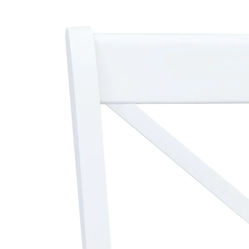 Lot de 4 chaises de salle à manger cuisine blanc et bois clair bois d'hévéa massif CDS021235