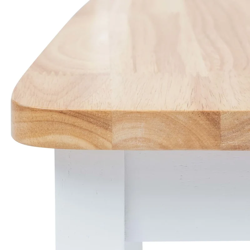 Lot de 4 chaises de salle à manger cuisine blanc et bois clair bois d'hévéa massif CDS021235