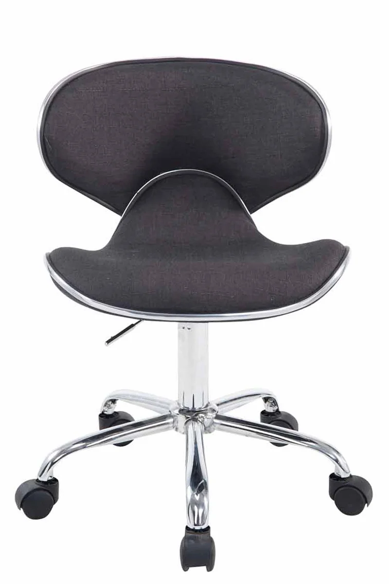 Tabouret de travail sur roulettes hauteur réglable et pivotant en tissu gris foncé pieds métal chromé TABO10184