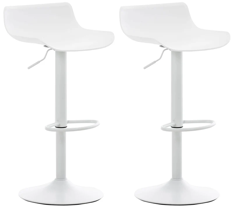 Lot de 2 tabourets de bar hauteur réglable design contemporain en plastique blanc pieds trompette blanc TDB10286