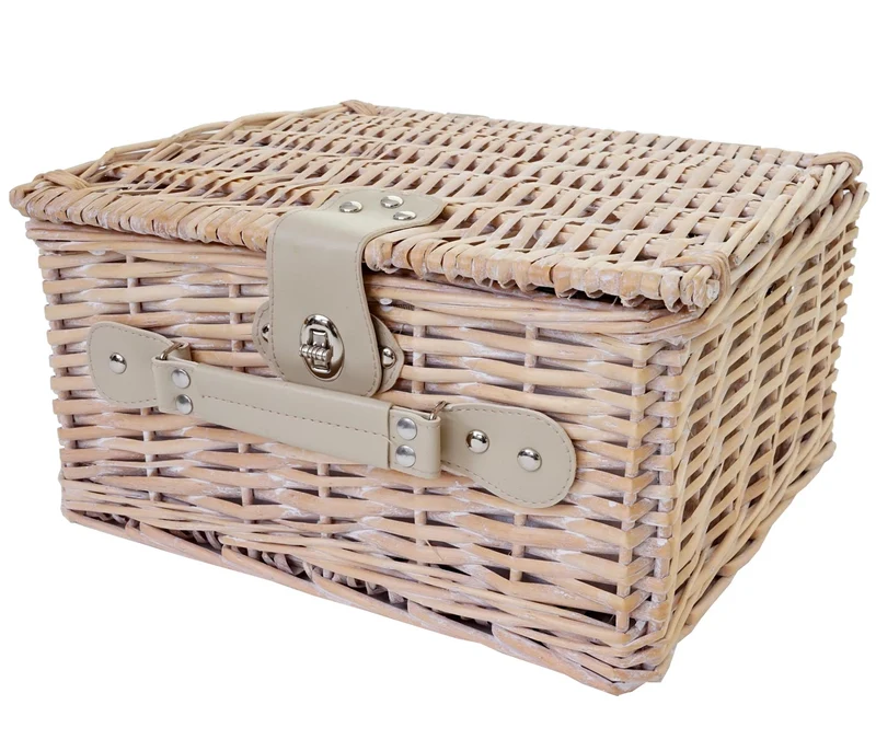 Panier pique-nique pour 4 personnes sac pique-nique + glacière verre porcelaine inox beige DIV04032