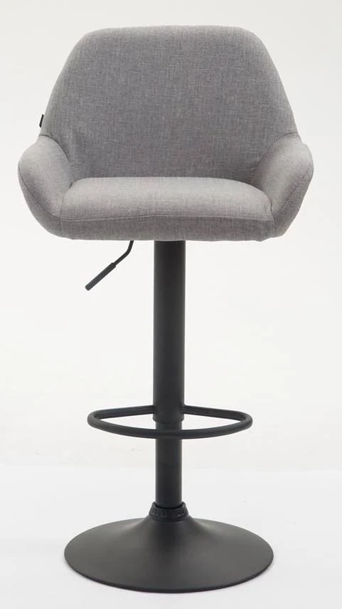 Lot de 2 tabourets de bar moderne et confortable en tissu gris clair pieds trompette en métal noir TDB10228