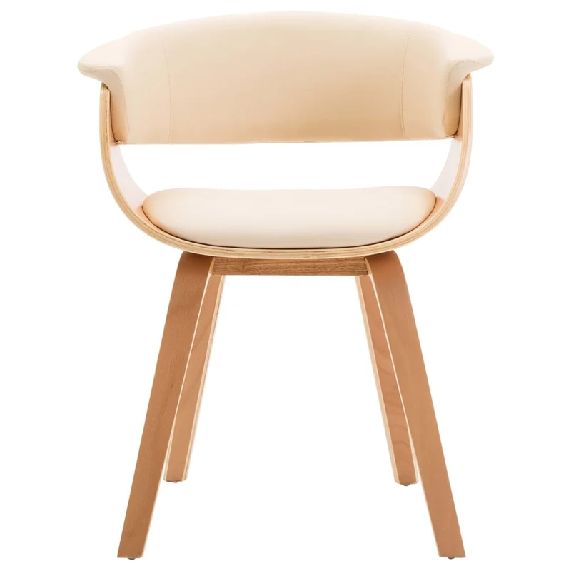 Lot de 2 chaises de salle à manger cuisine design intemporel bois courbé et synthétique crème CDS020404