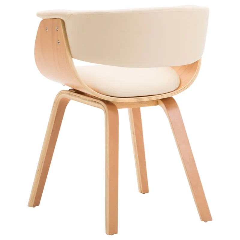 Lot de 2 chaises de salle à manger cuisine design intemporel bois courbé et synthétique crème CDS020404