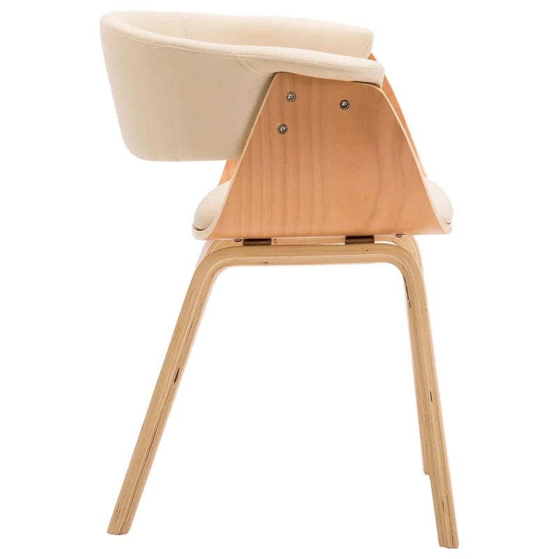 Lot de 2 chaises de salle à manger cuisine design intemporel bois courbé et synthétique crème CDS020404
