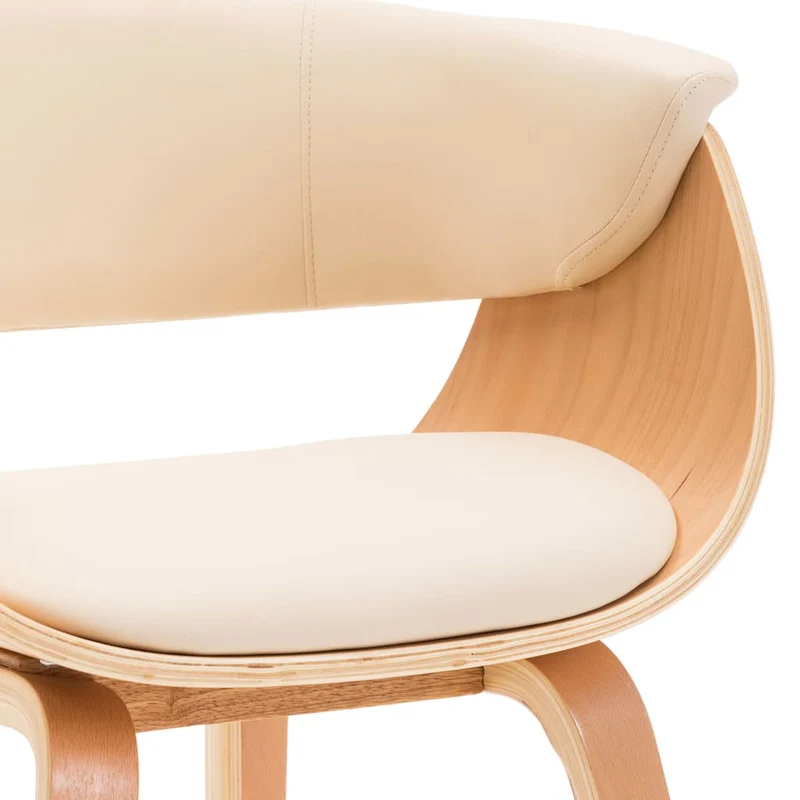 Lot de 2 chaises de salle à manger cuisine design intemporel bois courbé et synthétique crème CDS020404