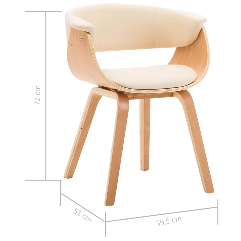Lot de 2 chaises de salle à manger cuisine design intemporel bois courbé et synthétique crème CDS020404