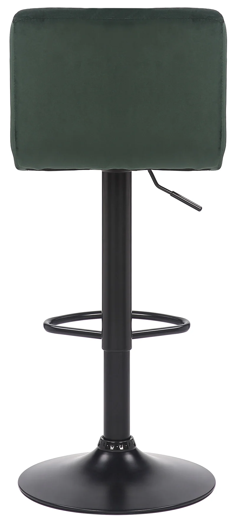 Tabouret de bar en velours vert avec pieds en métal noir assise rembourée repose-pieds pivotant TDB10177