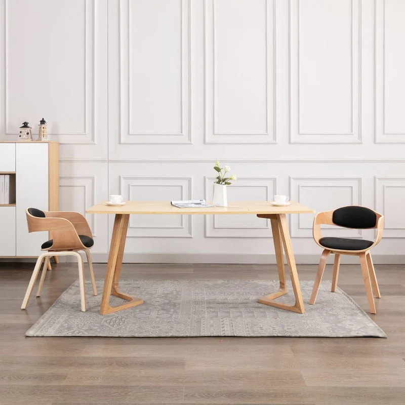 Lot de 2 chaises de salle à manger cuisine design intemporel bois courbé et synthétique CDS020270