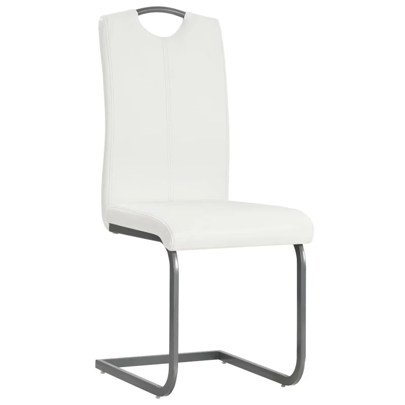 Lot de 4 chaises de salle à manger cuisine cantilever design contemporain synthétique blanc CDS021346