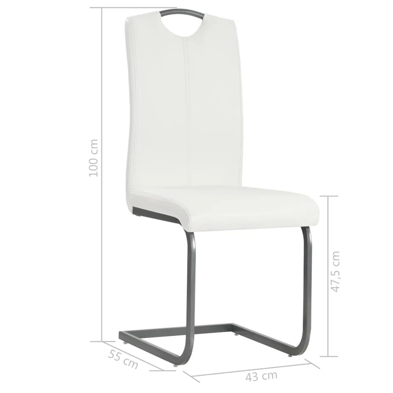 Lot de 4 chaises de salle à manger cuisine cantilever design contemporain synthétique blanc CDS021346