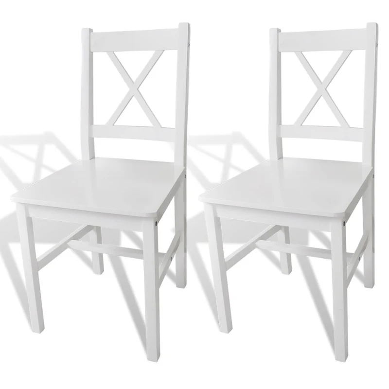 Lot de 2 chaises de salle à manger cuisine design classique bois de pin blanc CDS020166