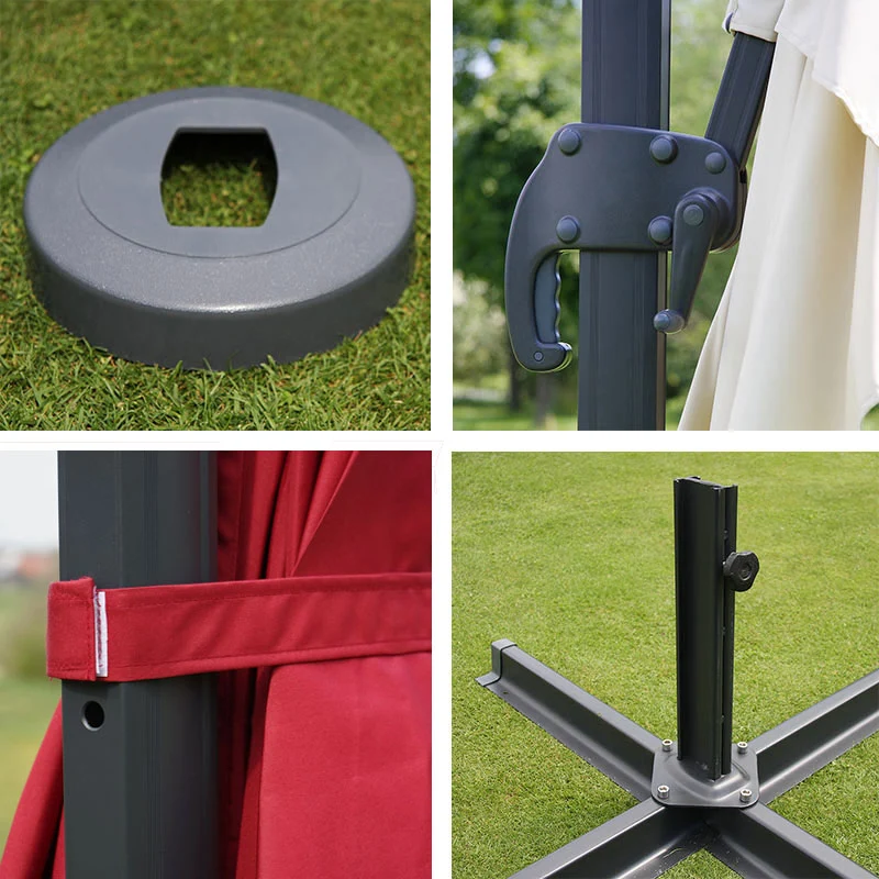 Parasol déporté 3x4 m diamètre 5 m orientable inclinable sans pied aluminium polyester bordeaux 04_0007961