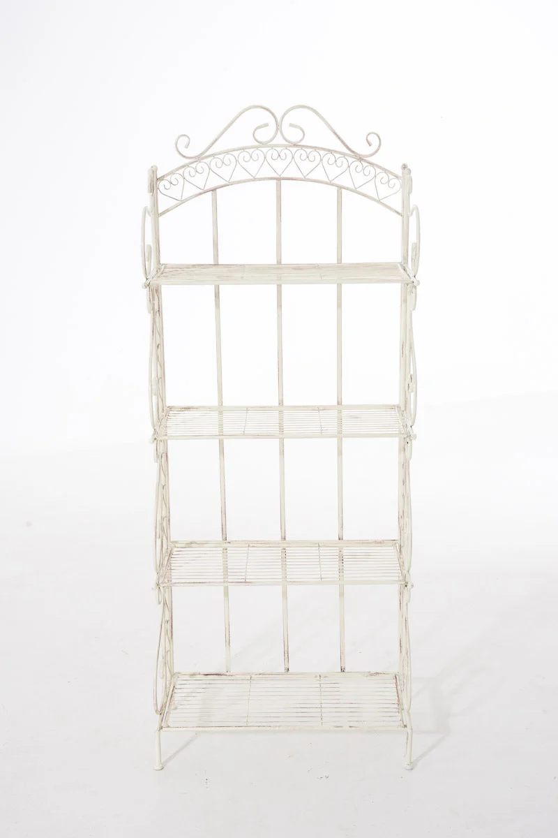 Etagère de rangement design rustique piable 153x61 cm en métal crème vieilli 10_0003719
