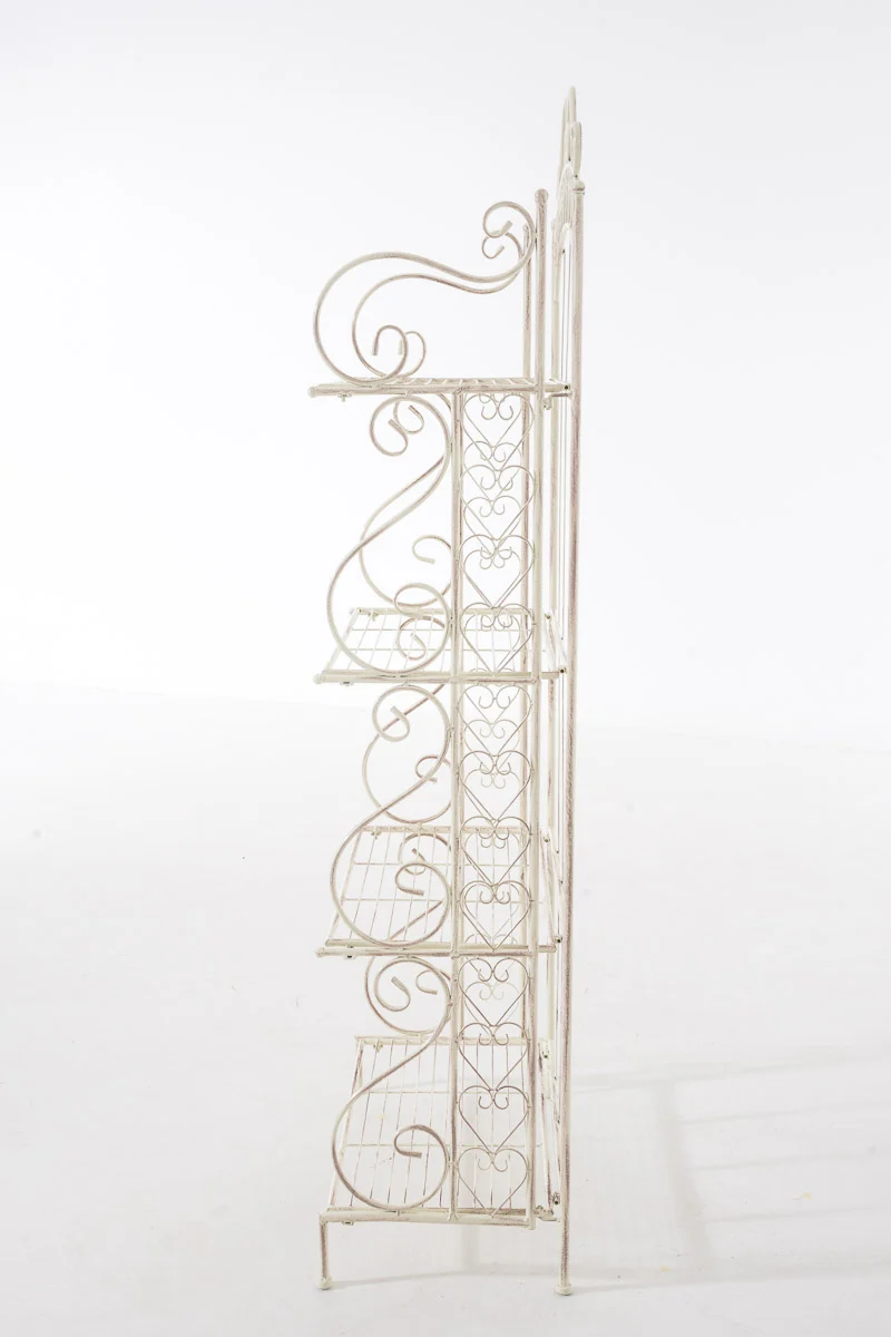 Etagère de rangement design rustique piable 153x61 cm en métal crème vieilli 10_0003719