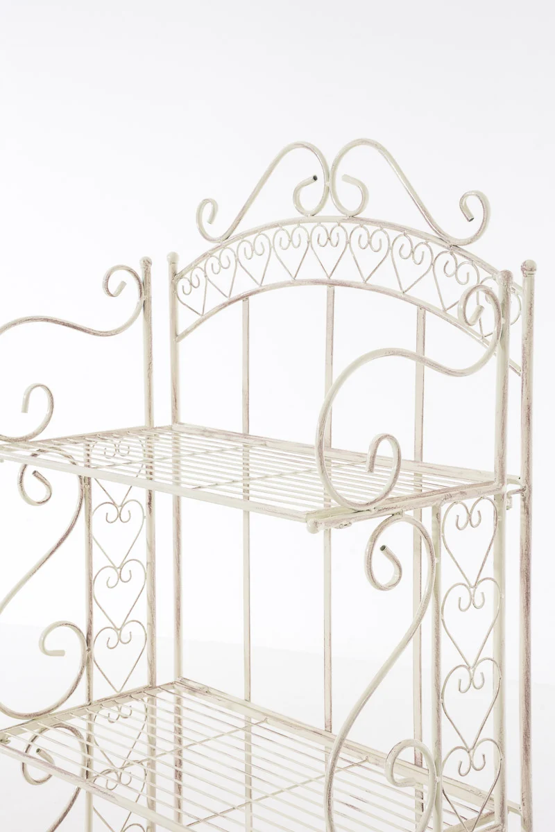 Etagère de rangement design rustique piable 153x61 cm en métal crème vieilli 10_0003719