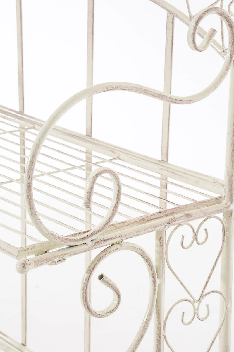 Etagère de rangement design rustique piable 153x61 cm en métal crème vieilli 10_0003719