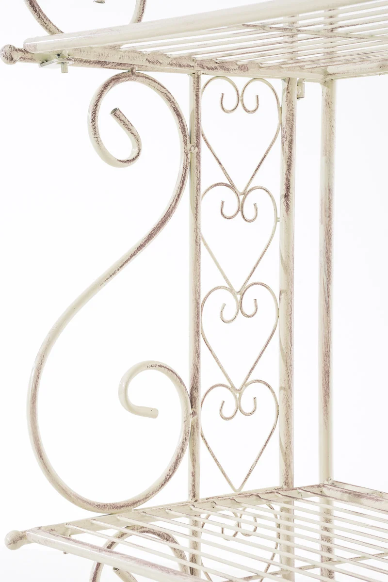 Etagère de rangement design rustique piable 153x61 cm en métal crème vieilli 10_0003719