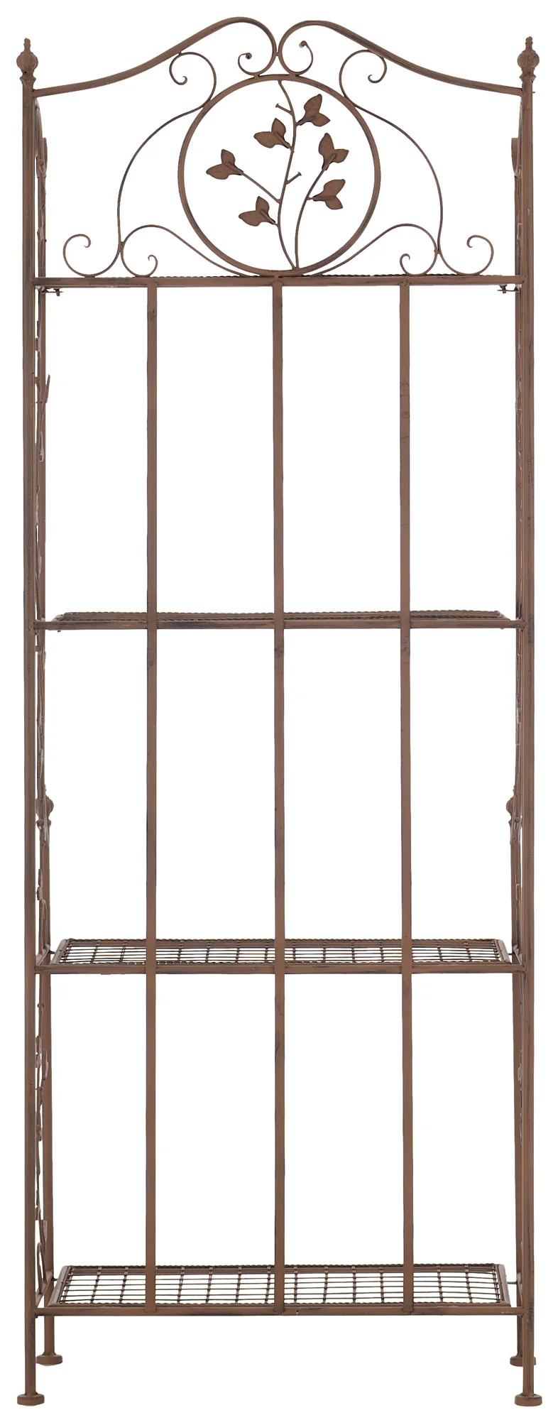 Etagère en 4 niveaux rangement chaussures plantes hauteur 158 cm en métal marron vieilli 10_0003963