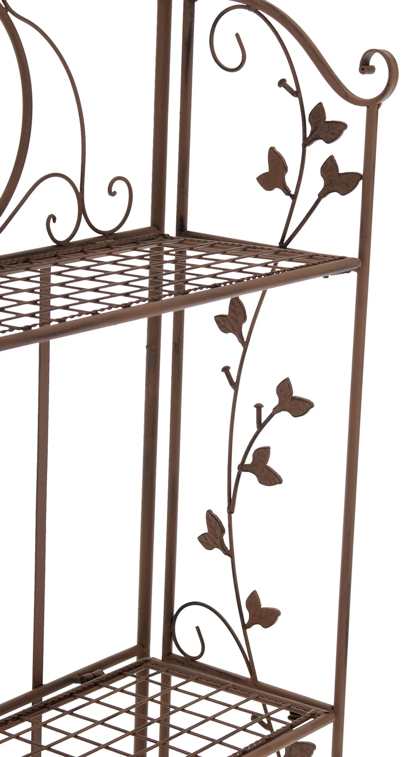 Etagère en 4 niveaux rangement chaussures plantes hauteur 158 cm en métal marron vieilli 10_0003963
