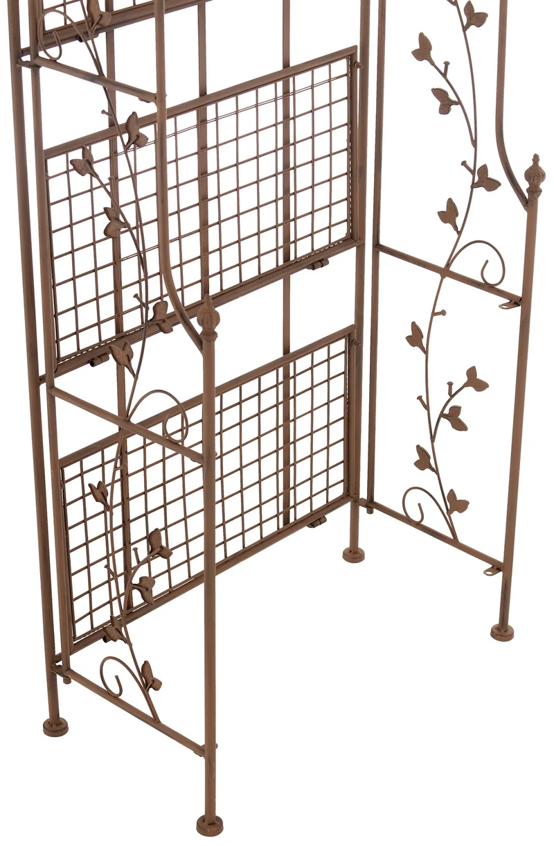 Etagère en 4 niveaux rangement chaussures plantes hauteur 158 cm en métal marron vieilli 10_0003963