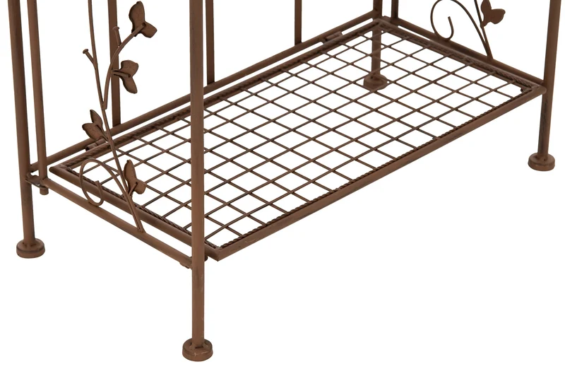 Etagère en 4 niveaux rangement chaussures plantes hauteur 158 cm en métal marron vieilli 10_0003963