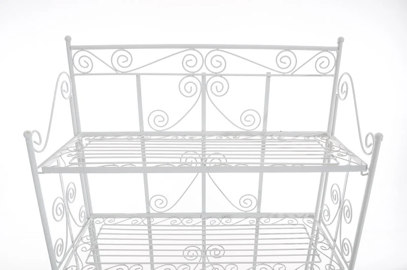 Etagère sur pieds avec 5 niveaux rangement balcon terrasse salon pliable en métal blanc 10_0003968
