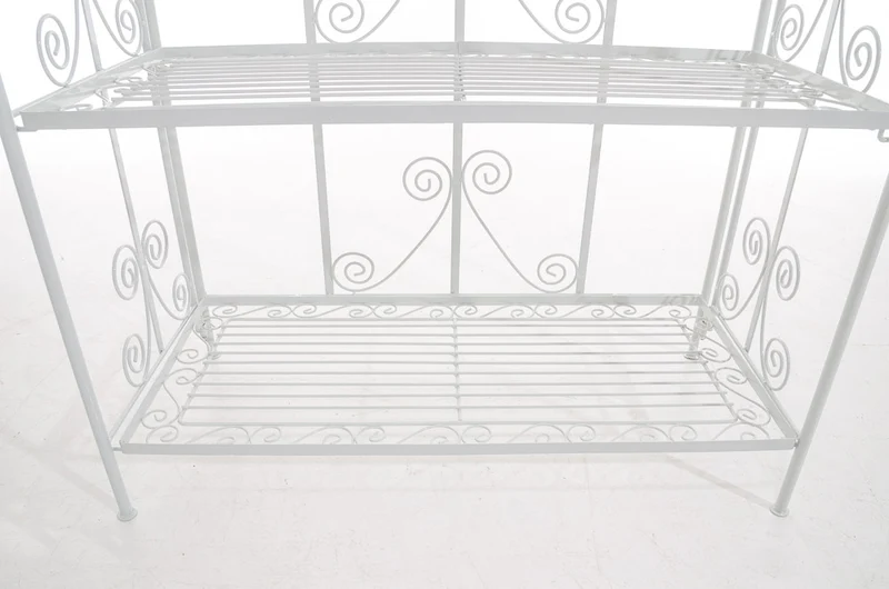 Etagère sur pieds avec 5 niveaux rangement balcon terrasse salon pliable en métal blanc 10_0003968