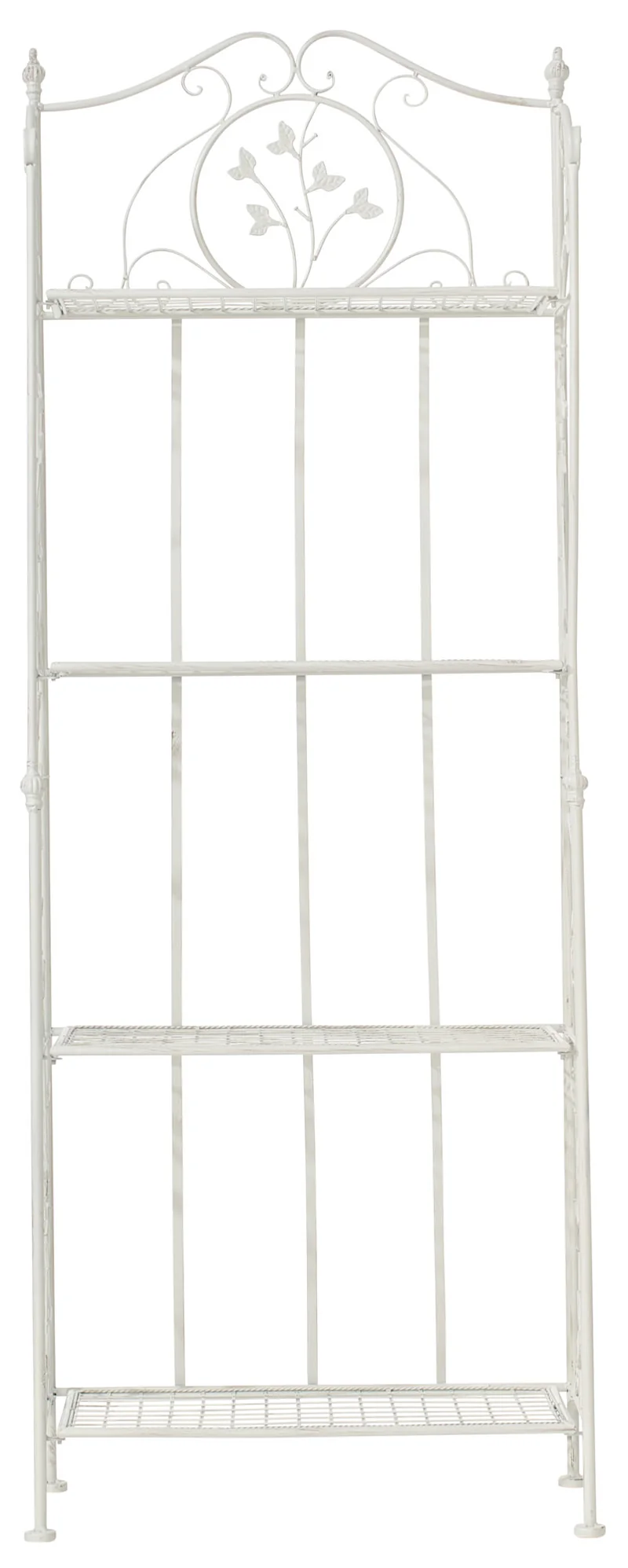 Etagère en 4 niveaux rangement chaussures plantes hauteur 158 cm en métal blanc vieilli 10_0003962