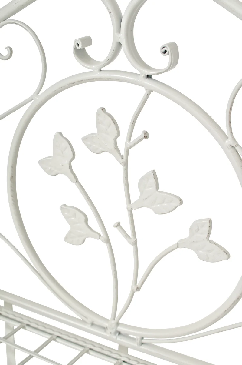 Etagère en 4 niveaux rangement chaussures plantes hauteur 158 cm en métal blanc vieilli 10_0003962