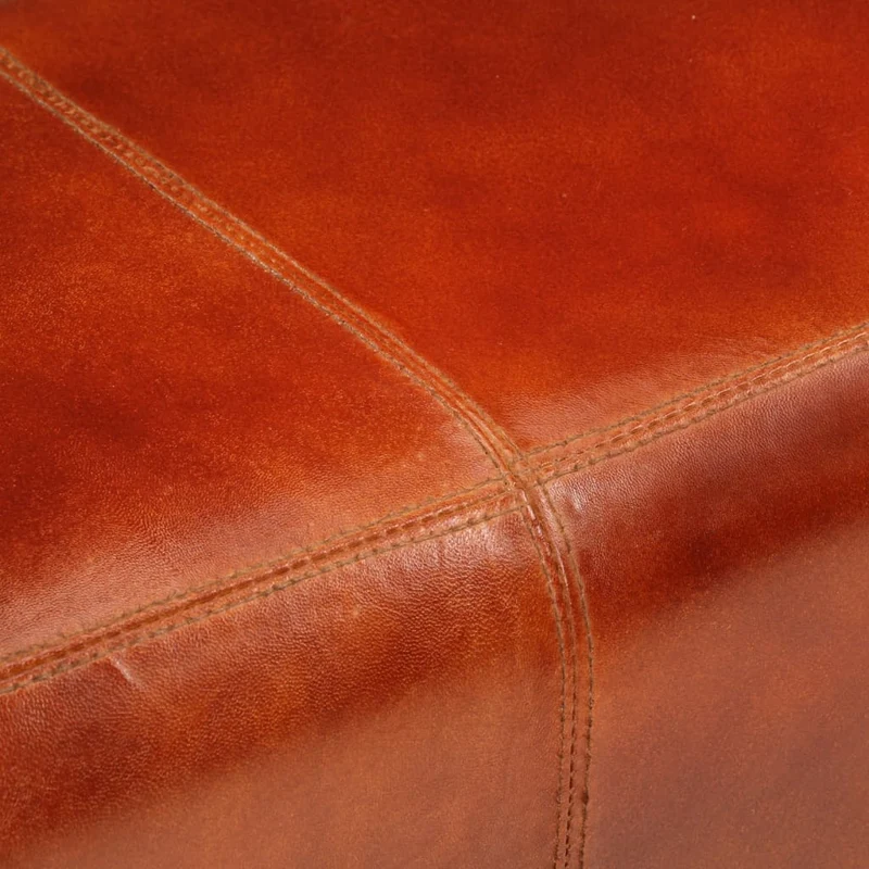 Banc assise surface lisse 110 cm cuir véritable marron et pieds en bois de manguier brun DEC025007