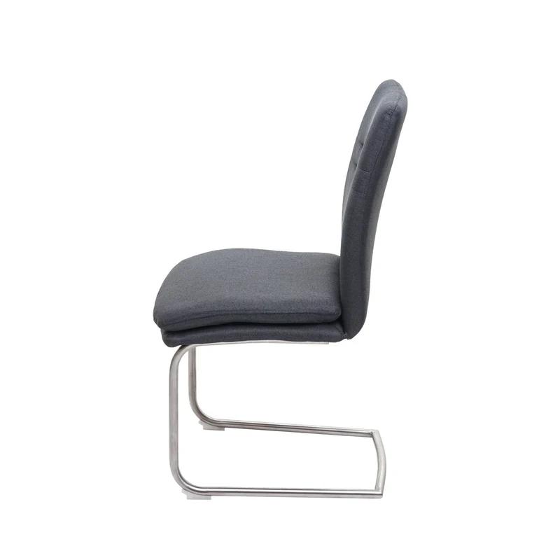 Ensemble salle à manger 5 pièces 4 chaises et banc 160 cm tissu gris foncé structure inox brossé 04_0010899