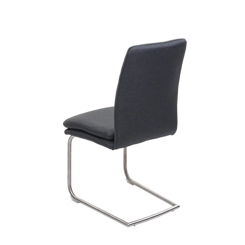 Ensemble salle à manger 5 pièces 4 chaises et banc 160 cm tissu gris foncé structure inox brossé 04_0010899